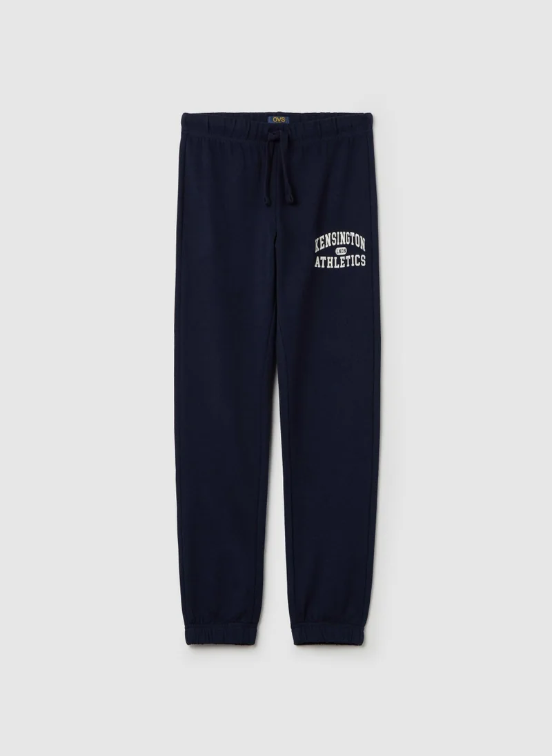 او في اس Fleece Joggers With Drawstring And Print