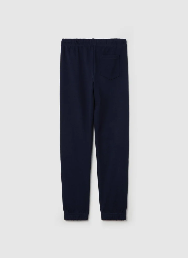 او في اس Fleece Joggers With Drawstring And Print