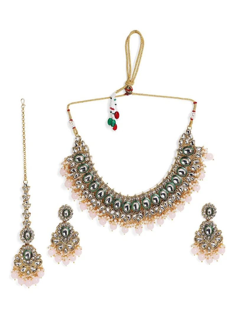 برياسي Stones-Studded  Beaded Jewellery Set