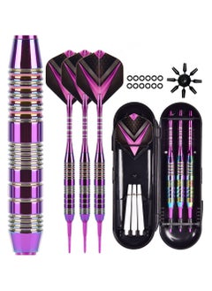 NIBEMINENT Tip Darts Set - Professional Soft Dart Set Colorful Tip for Dartboard with Iron Barrels and Extra Aluminum Shafts, Flights + Dart Tool + Gift Case  - Image 1