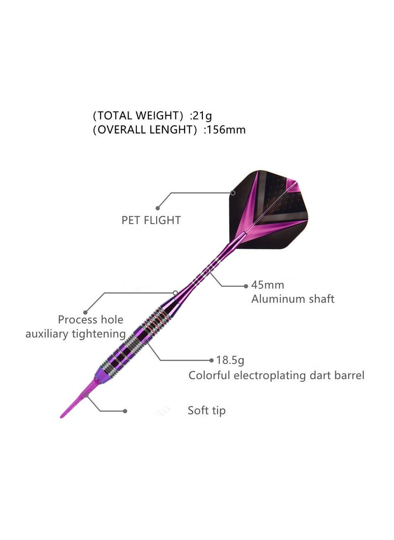 NIBEMINENT - Tip Darts Set - Professional Soft Dart Set Colorful Tip for Dartboard with Iron Barrels and Extra Aluminum Shafts, Flights + Dart Tool + Gift Case - Image 1