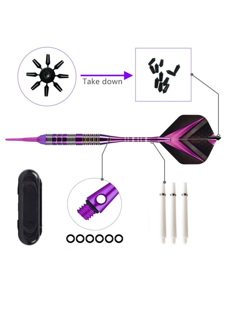 NIBEMINENT - Tip Darts Set - Professional Soft Dart Set Colorful Tip for Dartboard with Iron Barrels and Extra Aluminum Shafts, Flights + Dart Tool + Gift Case - Image 1