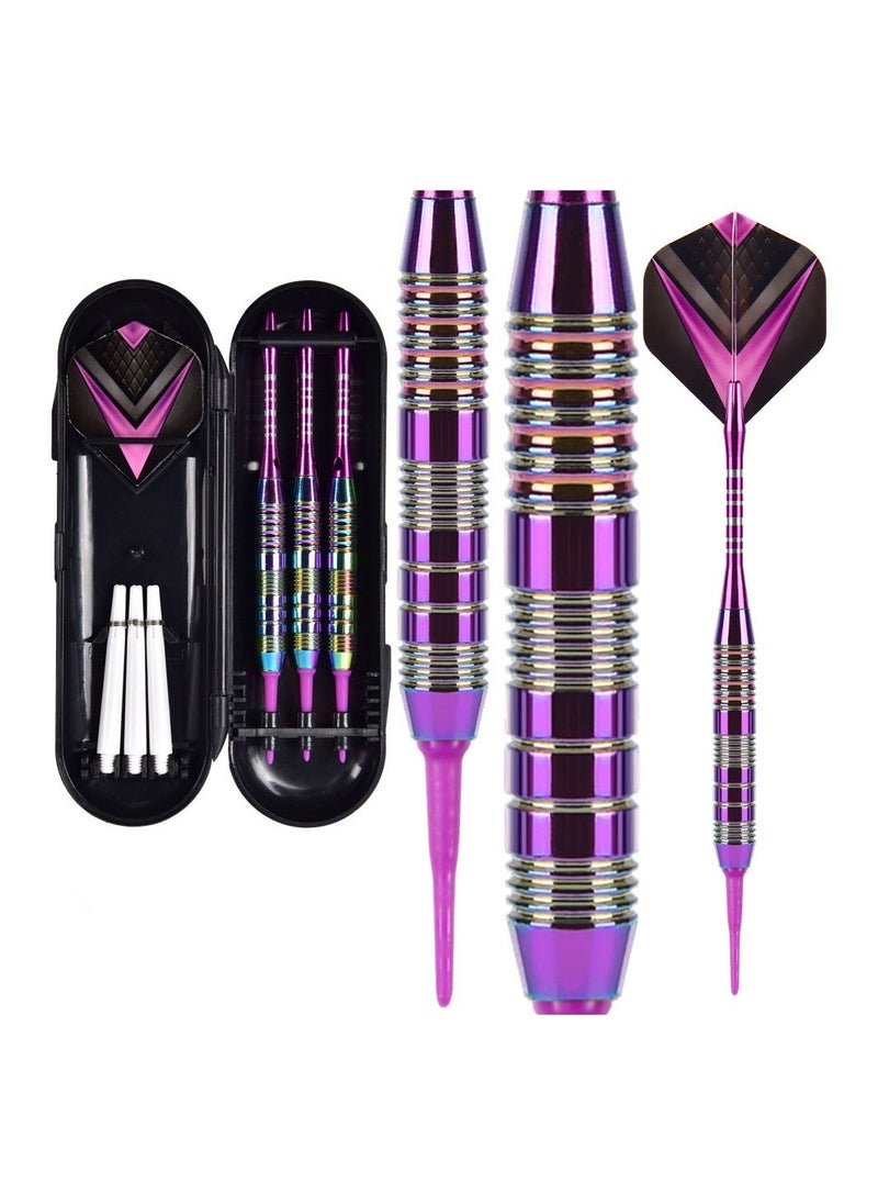 NIBEMINENT - Tip Darts Set - Professional Soft Dart Set Colorful Tip for Dartboard with Iron Barrels and Extra Aluminum Shafts, Flights + Dart Tool + Gift Case - Image 1