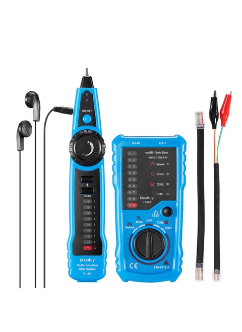 Network Cable Tester, RJ11 RJ45 Line Finder, Wire Tracker Multifunction with Probe, Cable Sequence Calibration, Ethernet LAN Network Cat5 Cat6 Cable Maintenance Collation, Telephone Line Test