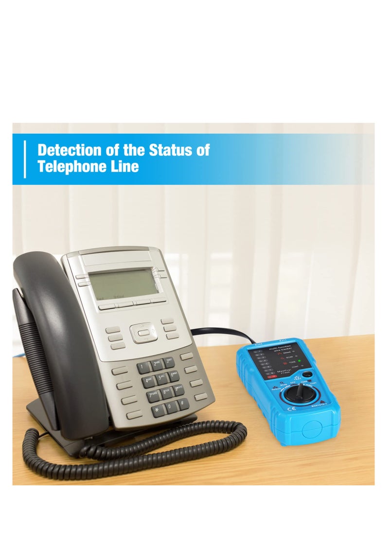 Network Cable Tester, RJ11 RJ45 Line Finder, Wire Tracker Multifunction with Probe, Cable Sequence Calibration, Ethernet LAN Network Cat5 Cat6 Cable Maintenance Collation, Telephone Line Test