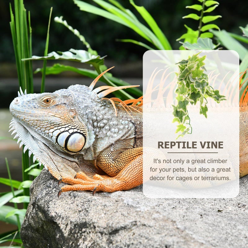 Realistic Artificial Reptile Plant Vine Hanging Terrarium Decor Green - Image 4