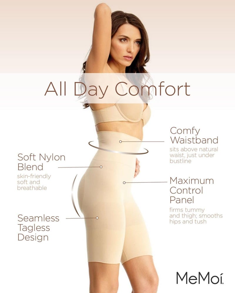 SlimMe High Waisted Thigh Shapewear Shorts, High Waisted Shapewear Tummy Control Shorts, Sizes S - Q2, Nude, X-Large - Image 3