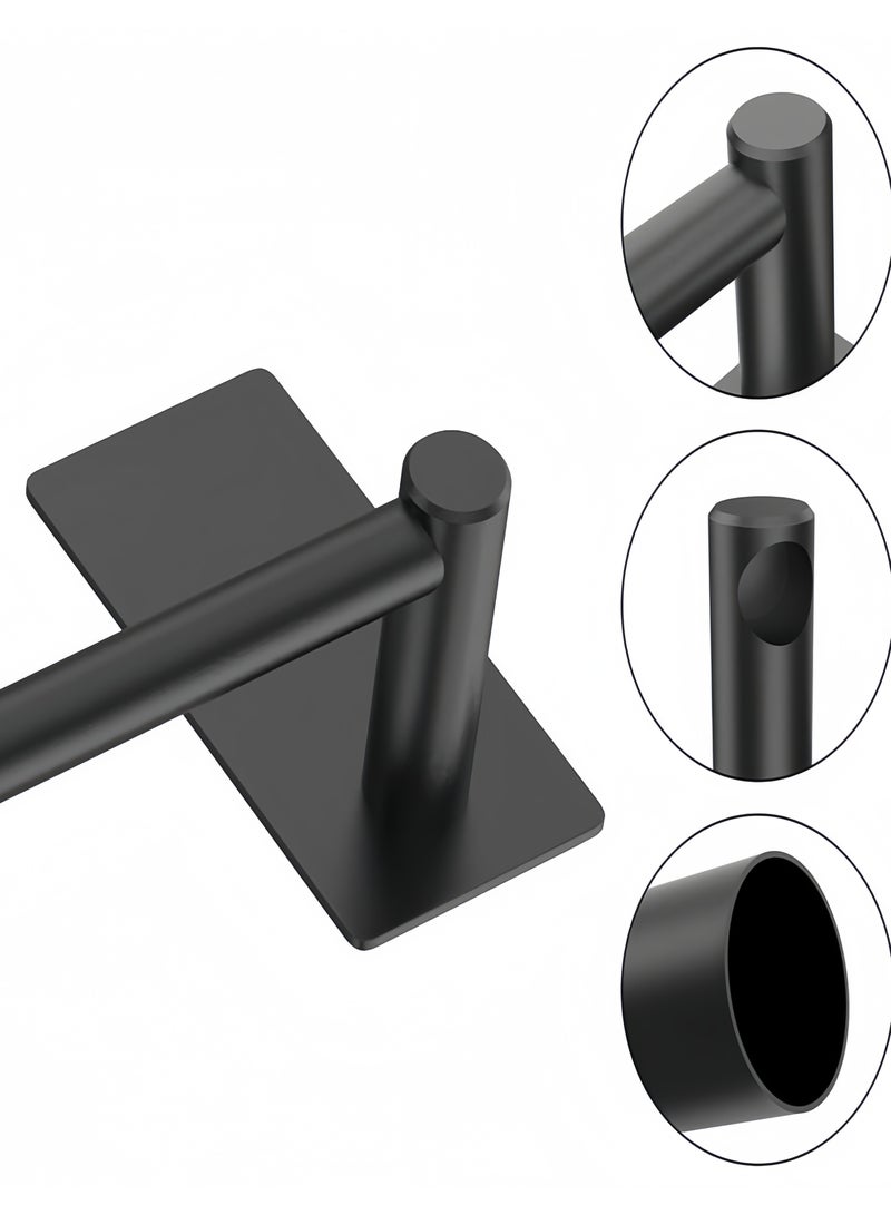 NayZaan 304 Stainless Steel Towel Rack Set With 2 Hooks, No Drilling Wall Mounted Holder - Bathroom Kitchen Hardware Organizer For Cleaning Tools（Black） - Image 4