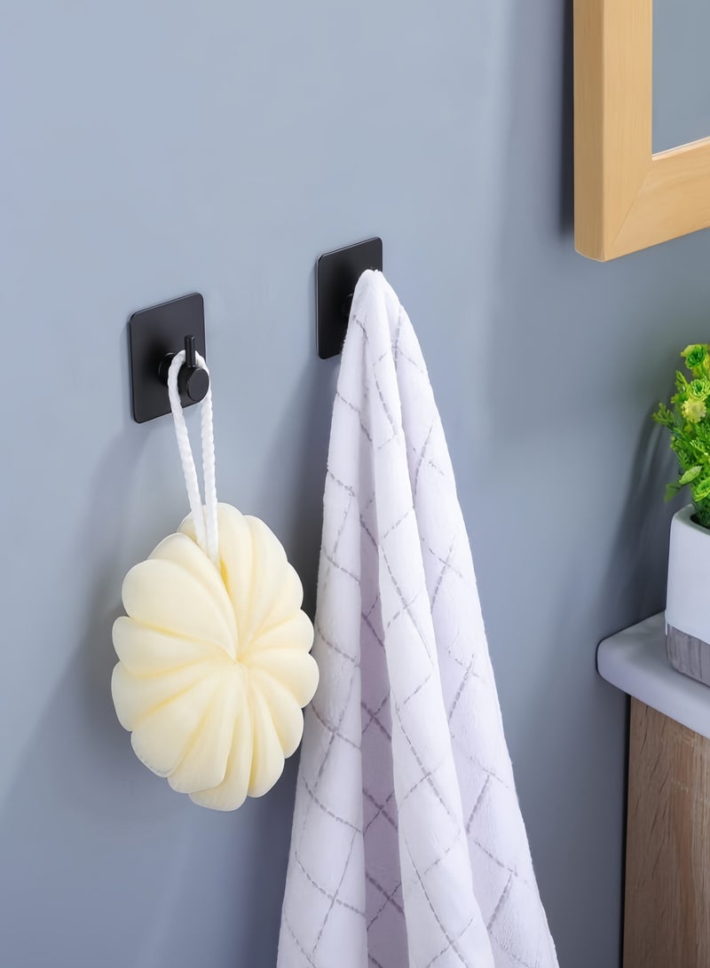 NayZaan 304 Stainless Steel Towel Rack Set With 2 Hooks, No Drilling Wall Mounted Holder - Bathroom Kitchen Hardware Organizer For Cleaning Tools（Black） - Image 5