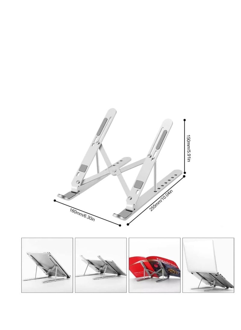 A durable and lightweight laptop stand made of aluminum. It folds and adjusts easily for comfortable use. It stays secure on the desk and is non-slip. - Image 3