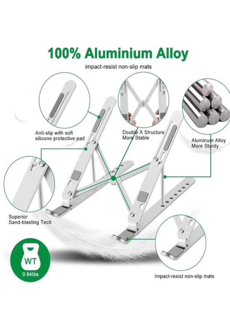 A durable and lightweight laptop stand made of aluminum. It folds and adjusts easily for comfortable use. It stays secure on the desk and is non-slip. - Image 5