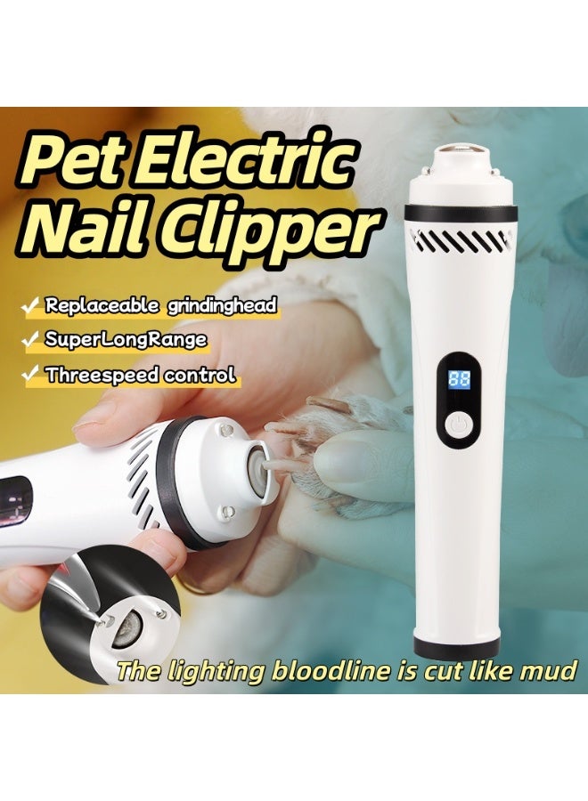 Pets Electric Nail Trimmer -Quiet Rechargeable Dog Cat Nail Trimmer with LED Light&3 Speed Modes -The lighting bloodline is cut like mud-Safe Diamond Wheel - Image 1