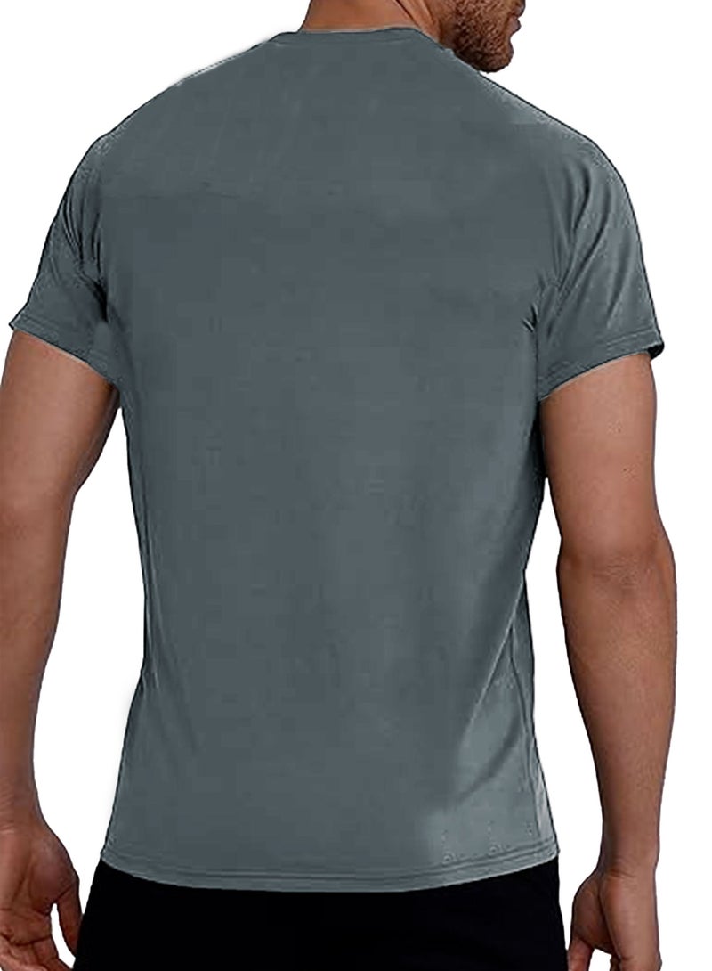 Selecta Now Mens T Shirt 100% Combed Cotton Contrast Panelled Soft Comfortable Charcoal T Shirt Top & Tees For Mens  - Image 3
