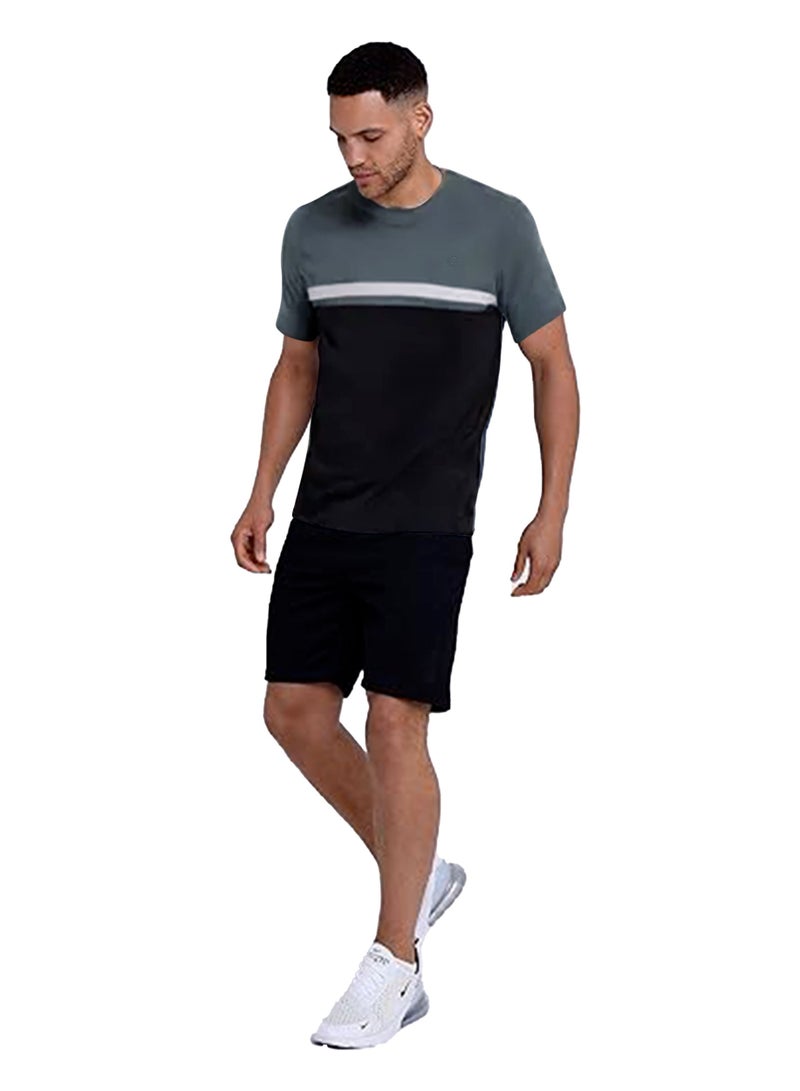 Selecta Now Mens T Shirt 100% Combed Cotton Contrast Panelled Soft Comfortable Charcoal T Shirt Top & Tees For Mens  - Image 1