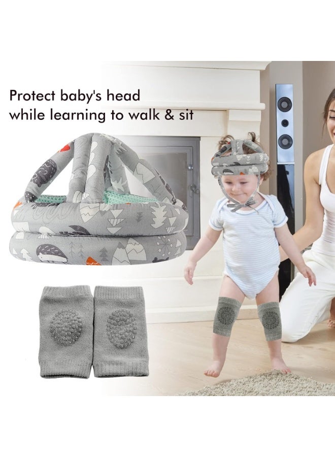 LEFAFA Baby Safety Helmet, 2 Pack Baby Head Protector with 2 Pairs Knee Pads, Adjustable Protective Cap Infant Baby Safety Headguard, No Bumps and Soft Cushion for Crawling Walking - Image 2