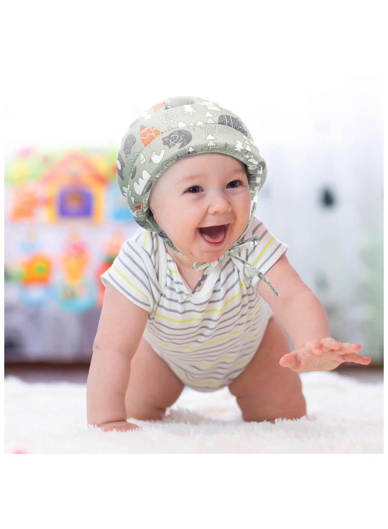 Baby Safety Helmet, 2 Pack Baby Head Protector with 2 Pairs Knee Pads, Adjustable Protective Cap Infant Baby Safety Headguard, No Bumps and Soft Cushion for Crawling Walking