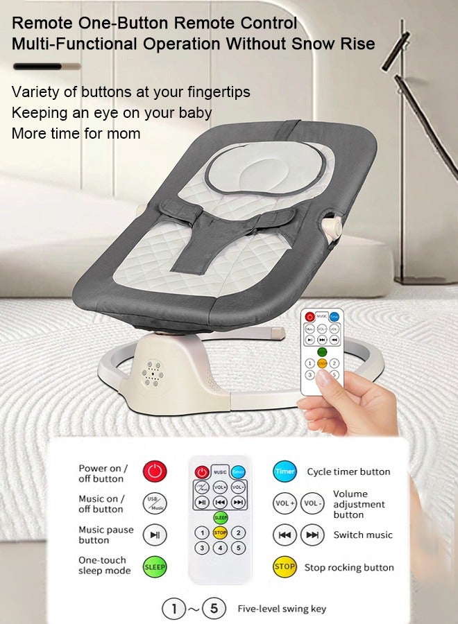 Bolivia's Electric Baby Rocker with Bluetooth & Remote Control - 0-36 Months Baby Swing  , 5 Sway Speeds , Safe Portable Bouncer with Touch Screen for Newborn to Toddler (Grey) - Image 5