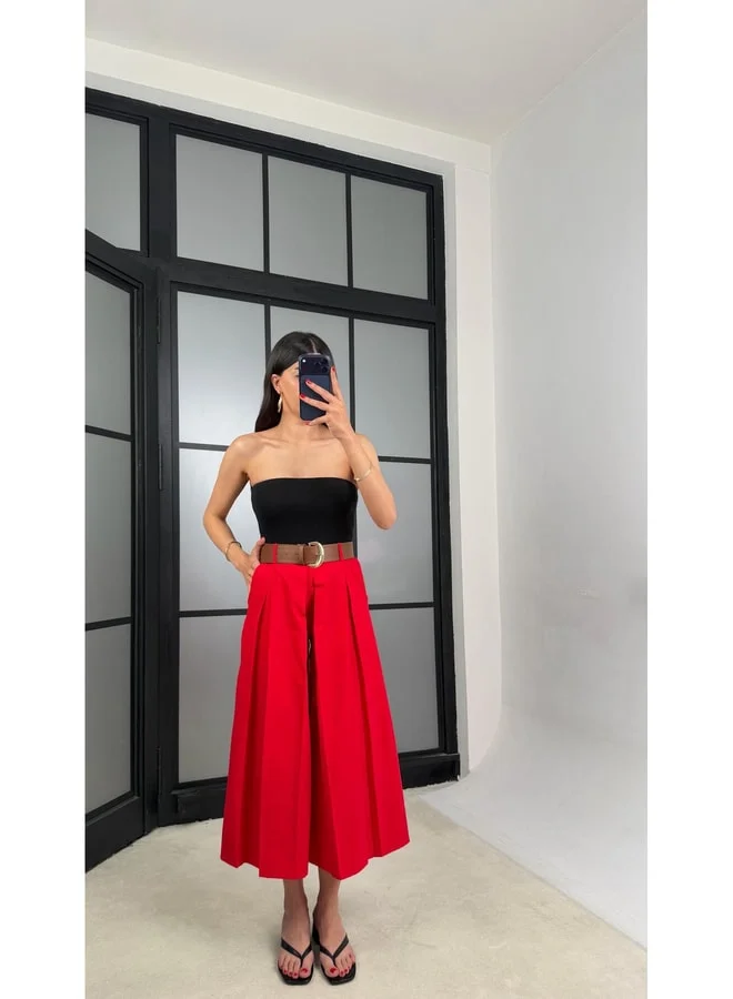 جاوس بنطال تنورة بحزام أحمر GAUS-01571