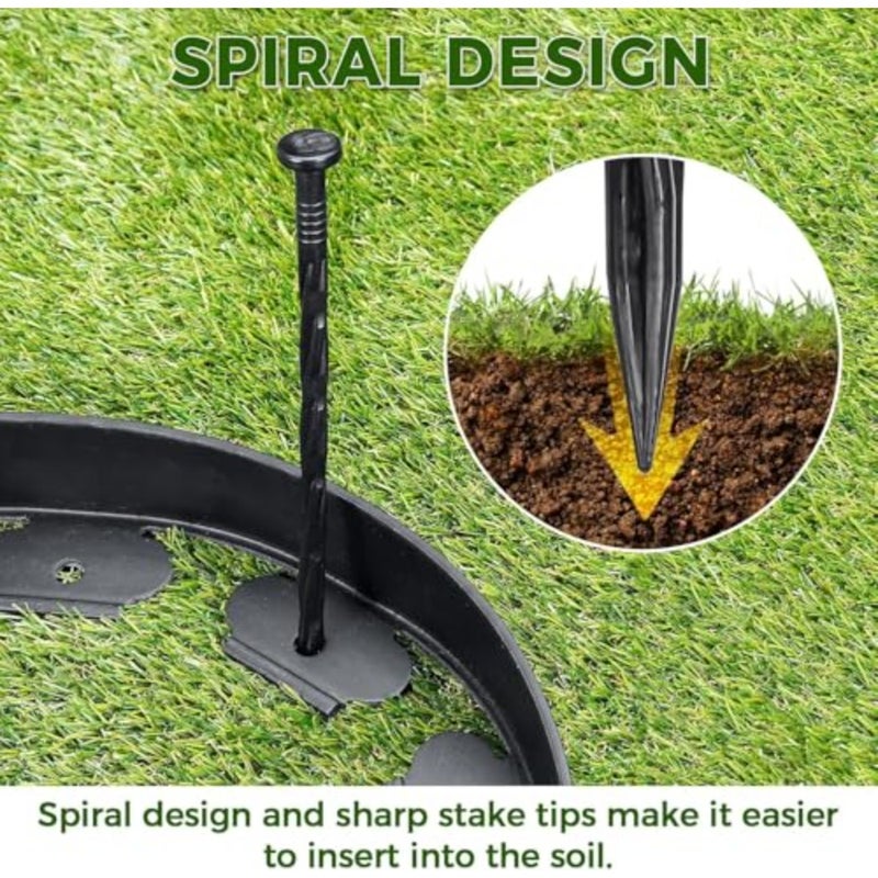100 PCS Landscape Edging Spikes 8 Inch Plastic Garden Anchoring Stakes Spiral Nylon Spikes for Lawn, Paver Edging, Weed Barriers, Artificial Turf, Tents Grass Pathways Outdoor Home Yard Use - Image 3