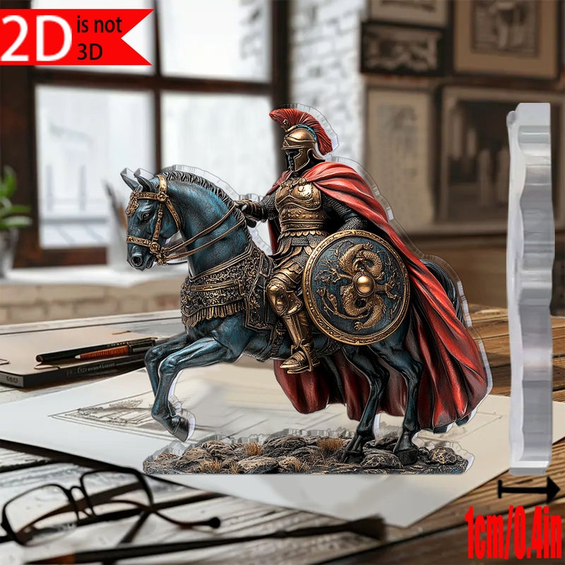 A Vintage Roman General Acrylic Statue 5.9 Inch Flat Design Home Office Decor - Image 3