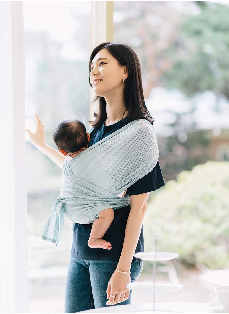 SYOSI - Baby Carrier Wrap Summer Mesh Breathable Easy to Wear Hands-Free Moisture Wicking Soft Ideal for Newborns and Kids Under 44lbs (Light blue) - Image 1
