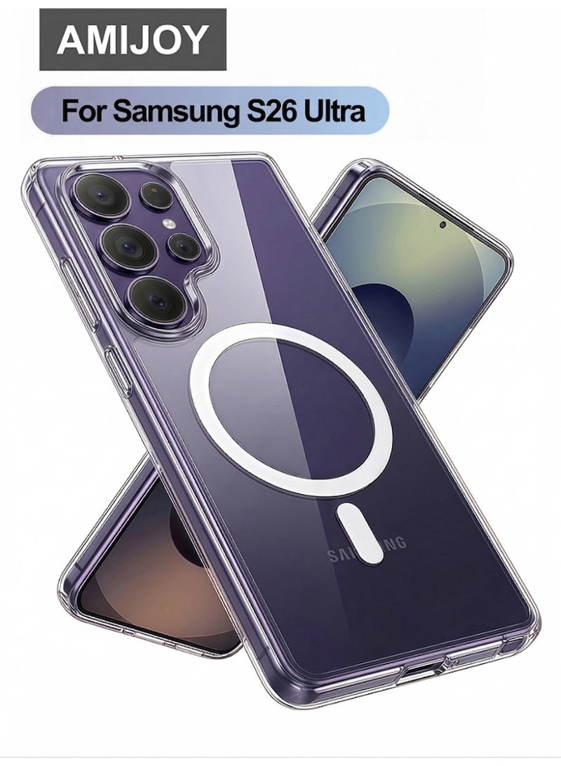 AMIJOY Samsung Galaxy S26 Ultra Case Magnetic Cover, MagSafe Compatible, No Yellowing, Shockproof Protection, S-Pen Supported, Slim Clear Protective Case 6.9 inch - Clear - Image 1
