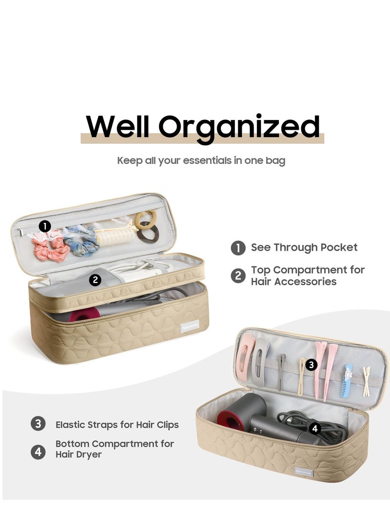 SYOSI Dual Layer Travel Carrying Case Compatible with Dyson Hair Dryer, Carrying Case for Revlon One-Step Hair Dryer/Hot Tool/Styler/Stylist, Compatible with Shark FlexStyle Attachments (Khaki)  - Image 2