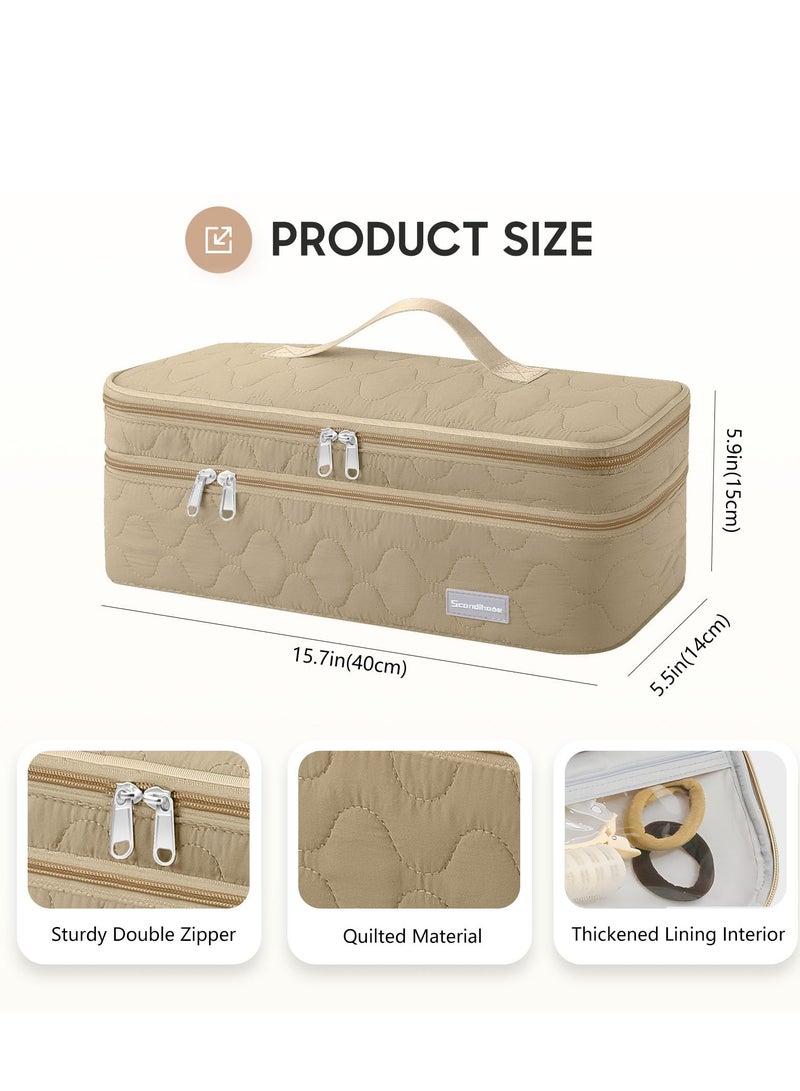 SYOSI Dual Layer Travel Carrying Case Compatible with Dyson Hair Dryer, Carrying Case for Revlon One-Step Hair Dryer/Hot Tool/Styler/Stylist, Compatible with Shark FlexStyle Attachments (Khaki)  - Image 3