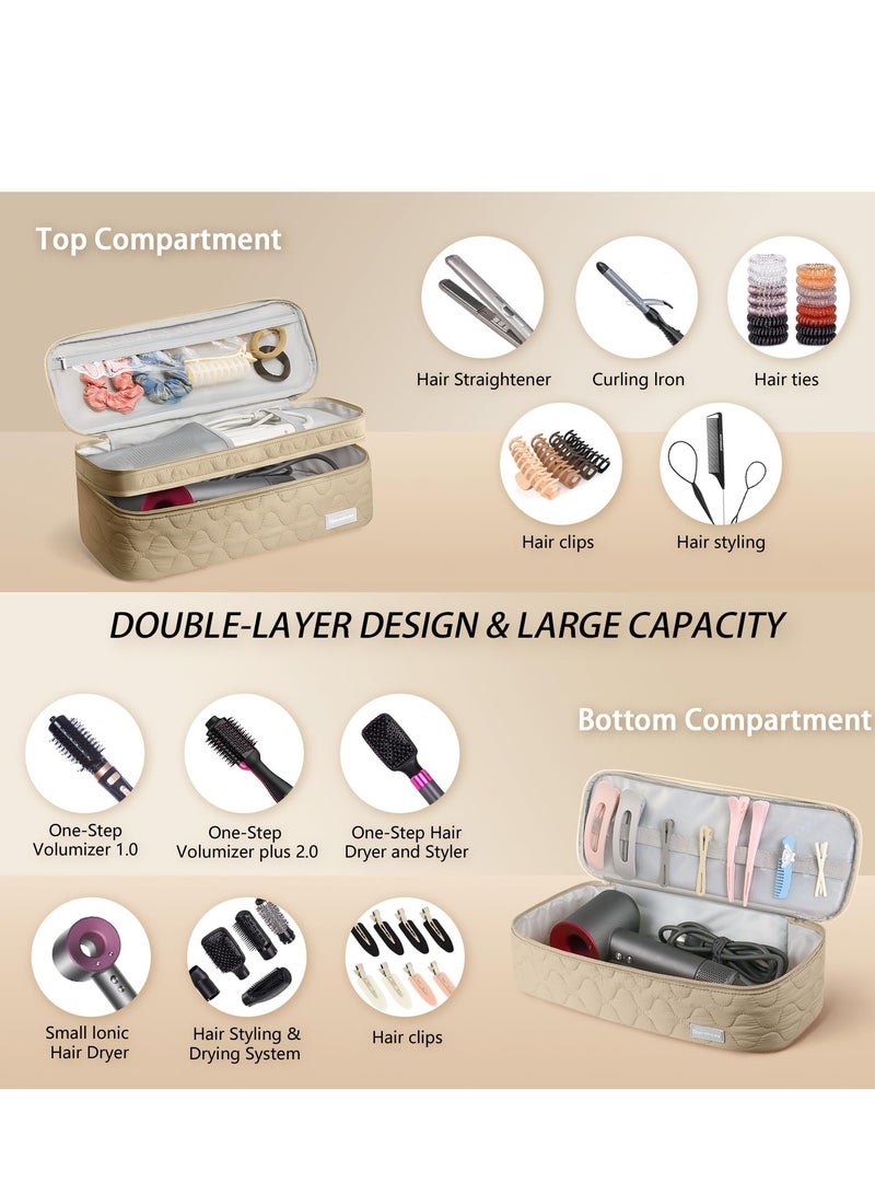 SYOSI Dual Layer Travel Carrying Case Compatible with Dyson Hair Dryer, Carrying Case for Revlon One-Step Hair Dryer/Hot Tool/Styler/Stylist, Compatible with Shark FlexStyle Attachments (Khaki)  - Image 4