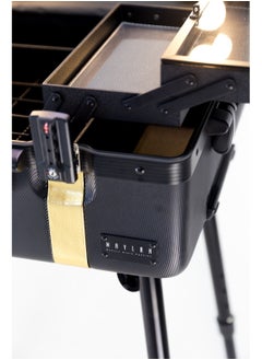MAYLAN Makeup Train Stand Case With Pro Studio Artist Trolley And Lights large size, Black with Golden Medium  - Image 3