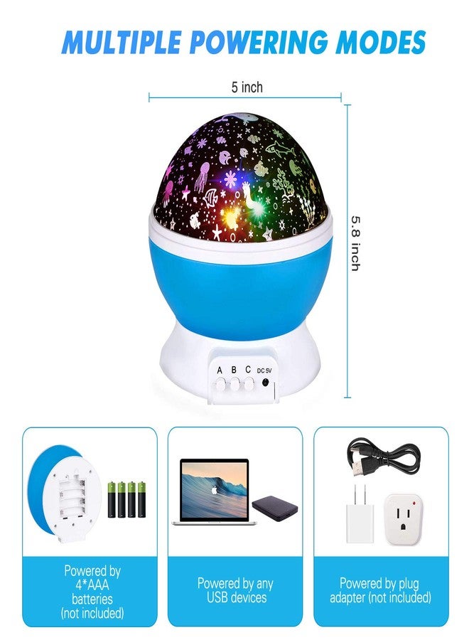 SUNNEST GYROBOWL Night Light Projector Christmas, 360-Degree Rotating 8 Colors, Upgraded 2 in 1 Kids Night Light Moon Star Projector and Undersea Lamp for Party Kids Baby Bedroom…Blue - Image 3