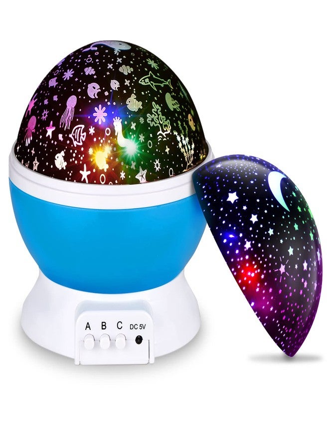 SUNNEST GYROBOWL Night Light Projector Christmas, 360-Degree Rotating 8 Colors, Upgraded 2 in 1 Kids Night Light Moon Star Projector and Undersea Lamp for Party Kids Baby Bedroom…Blue - Image 1