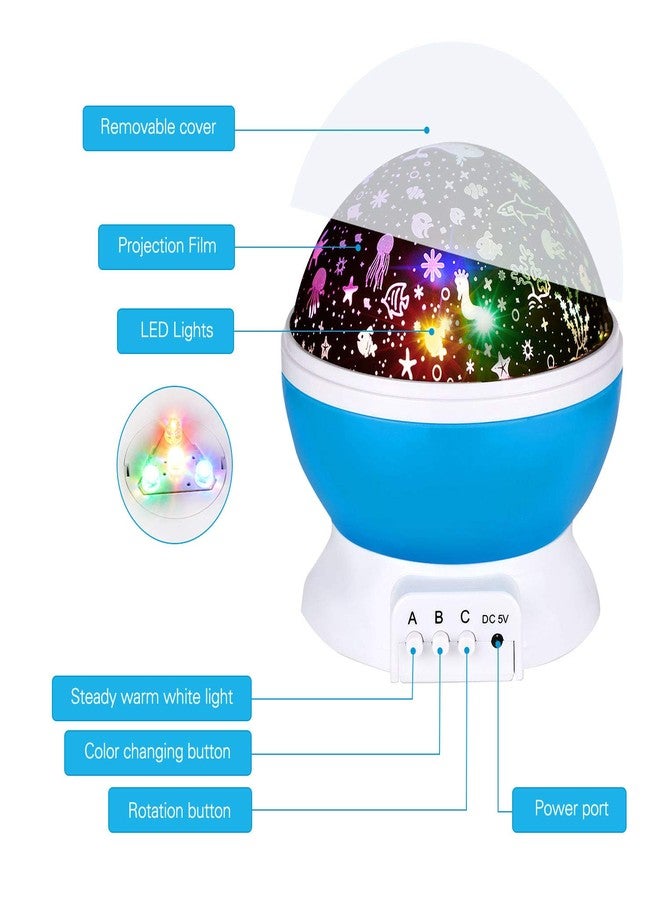 SUNNEST GYROBOWL Night Light Projector Christmas, 360-Degree Rotating 8 Colors, Upgraded 2 in 1 Kids Night Light Moon Star Projector and Undersea Lamp for Party Kids Baby Bedroom…Blue - Image 5