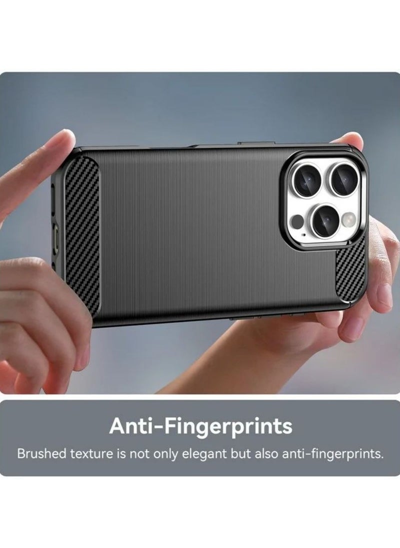 ICARLUS For iPhone 16 Pro TPU Case Brushed Carbon Fiber Texture Phone Cover - Black  - Image 4