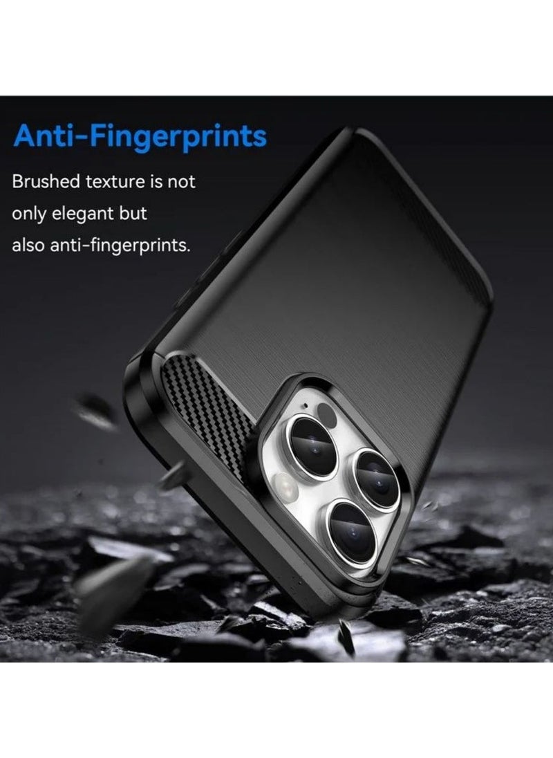 ICARLUS For iPhone 16 Pro TPU Case Brushed Carbon Fiber Texture Phone Cover - Black  - Image 2