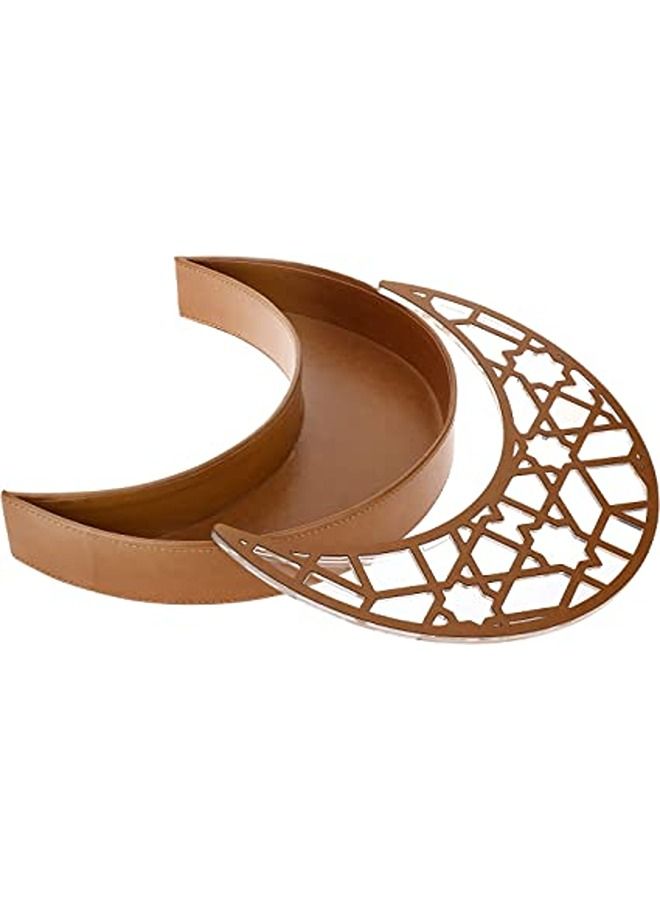 LAMSIT IBDAA Leather Crescent Box – Ramadan Display Box - Ramadan Décor - Gift Showcase for Dates, Collectibles, Jewelries (Brown) - Image 1