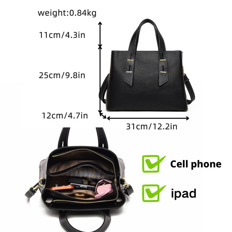 Large PU Tote Bag for Women, Simple Style - Image 3