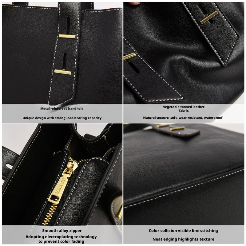 Large PU Tote Bag for Women, Simple Style - Image 2