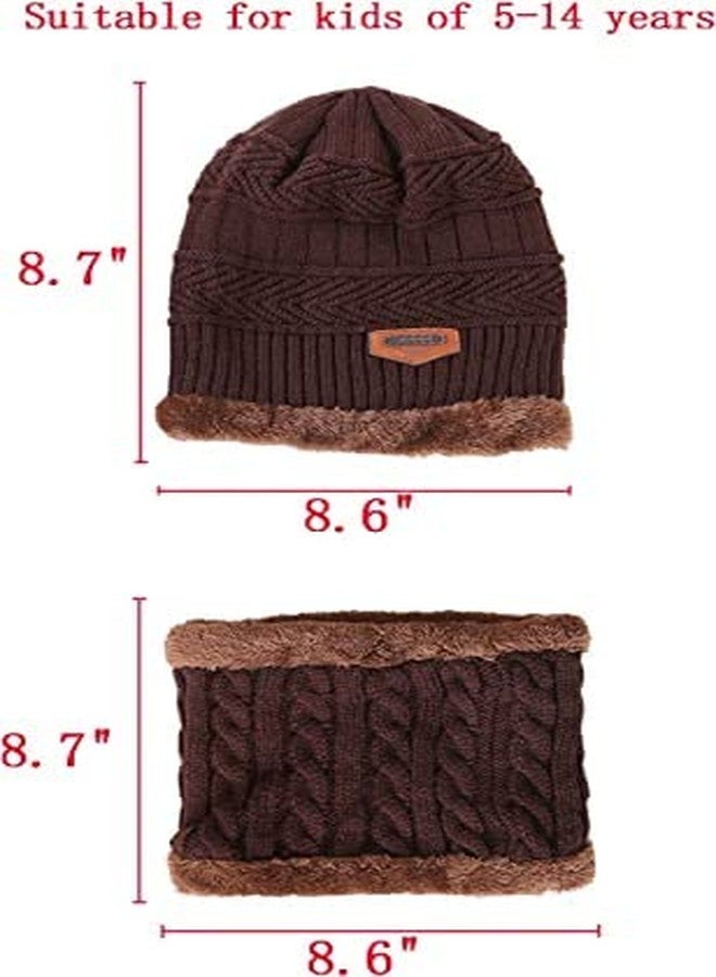 CHACKO 1 Set Kids Brown Color Winter Cap and Scarf for Boy's & Girl's - Image 2