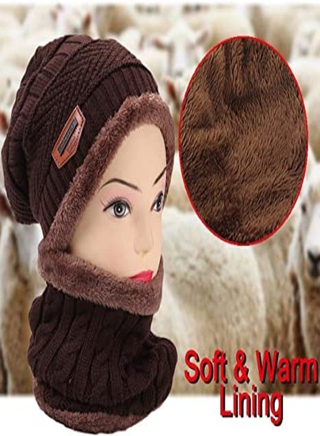 CHACKO 1 Set Kids Brown Color Winter Cap and Scarf for Boy's & Girl's - Image 4