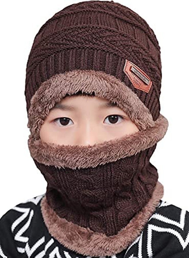 CHACKO 1 Set Kids Brown Color Winter Cap and Scarf for Boy's & Girl's - Image 1