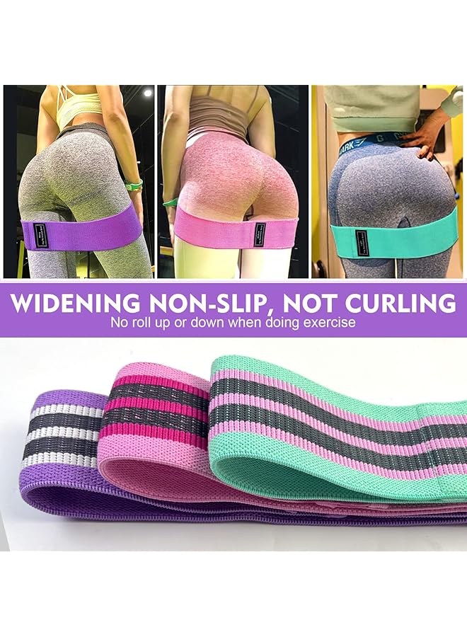 SKY-TOUCH Fabric Resistance Bands Non Slip Elastic Workout Bands for Hips Legs Glutes and Thighs Thick Wide Fitness Loops Set of 3 Multicolor - Image 3