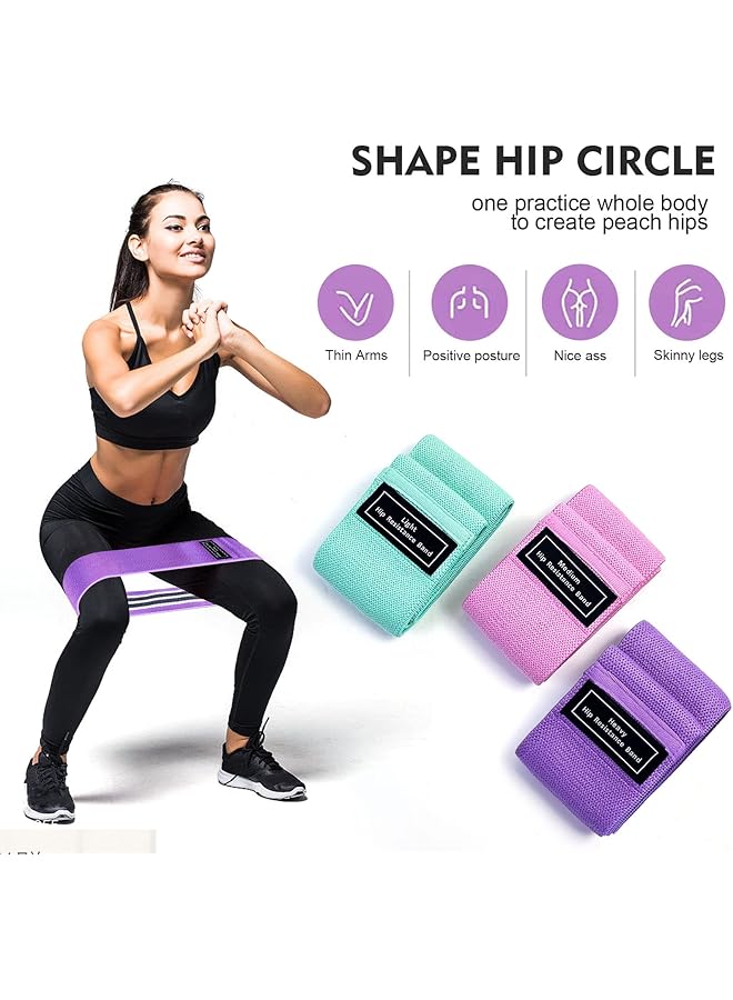 SKY-TOUCH Fabric Resistance Bands Non Slip Elastic Workout Bands for Hips Legs Glutes and Thighs Thick Wide Fitness Loops Set of 3 Multicolor - Image 2