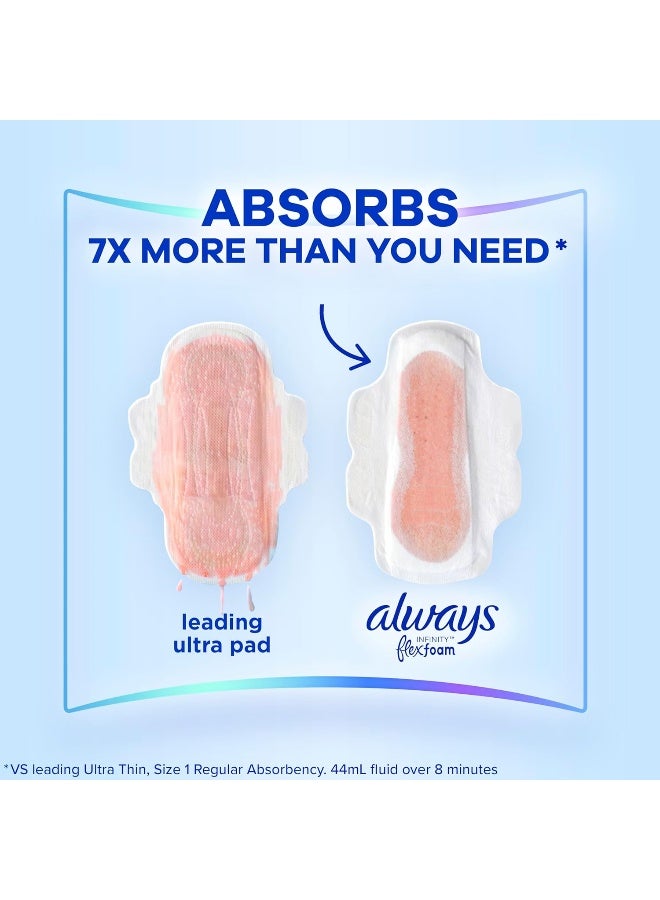 Always Infinity Feminine Pads For Women, Size 2 Heavy Flow Absorbency, Multipack, With Flexfoam, With Wings, Unscented, 32 Count x 3 Packs (96 Count total) - Image 3