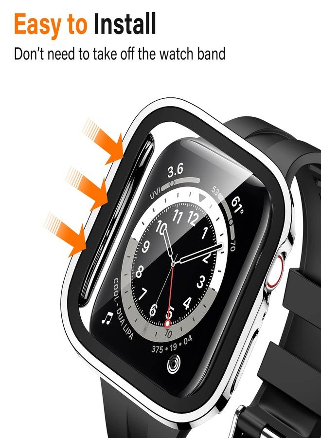 Amizee 2 Pack Compatible with Apple Watch Case 44mm Series 6/5/4/SE 3 2 1 with Built-in Screen Protector, Ultra-Thin Hard PC Straight Edge Anti-Scratch Protective Cover for iWatch (Silver) - Image 3