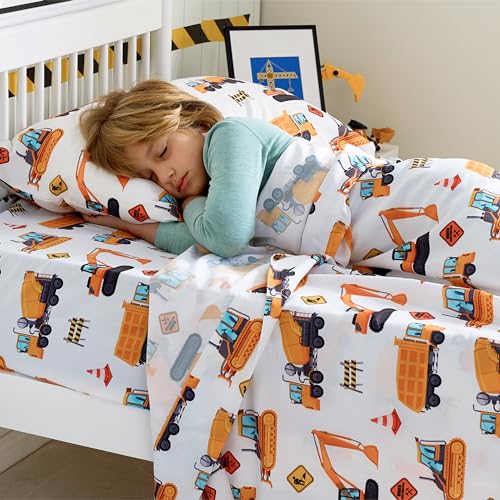 Joiedomi Kids Twin Sheet Set Construction Vehicle - 3 Piece Soft Microfiber Bed Sheets - Deep Pocket Wrinkle Free, Cozy Toddler Bedding Set, Fade Resistant Breathable for Boys Girls Teens - Image 5