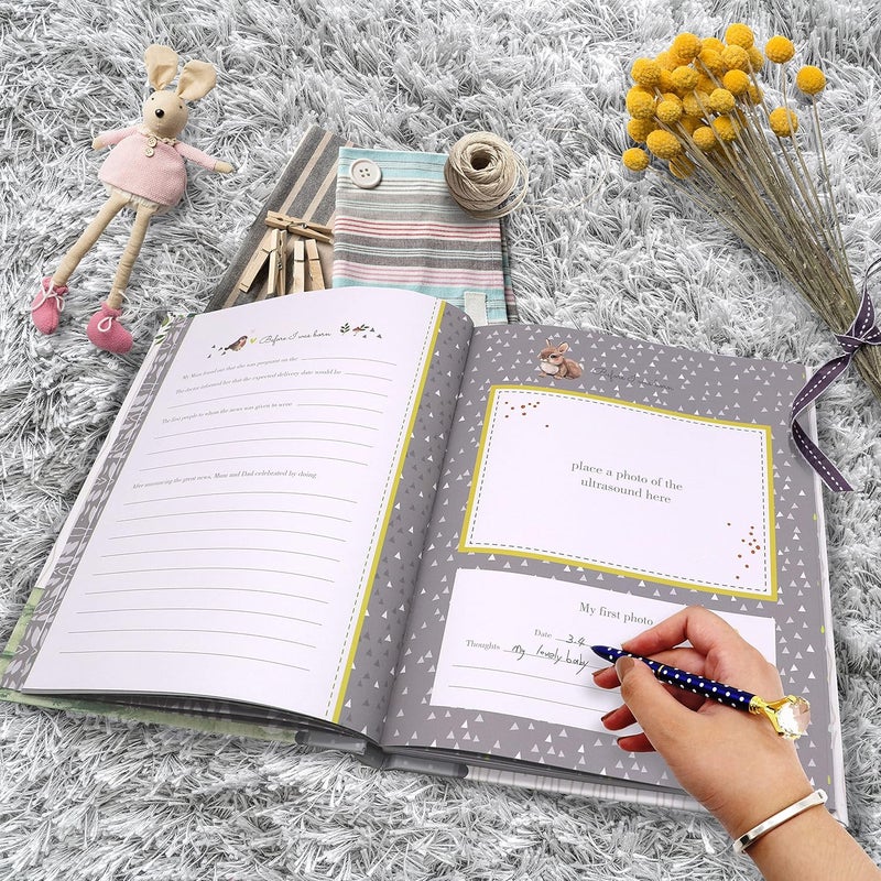 Holoary First 5 Years Baby Memory Book  76 Colourful Illustrated Keepsake Journal Pages Record Book Album for Newborn Baby Boy or Girl Woodland Animals Design - Image 5