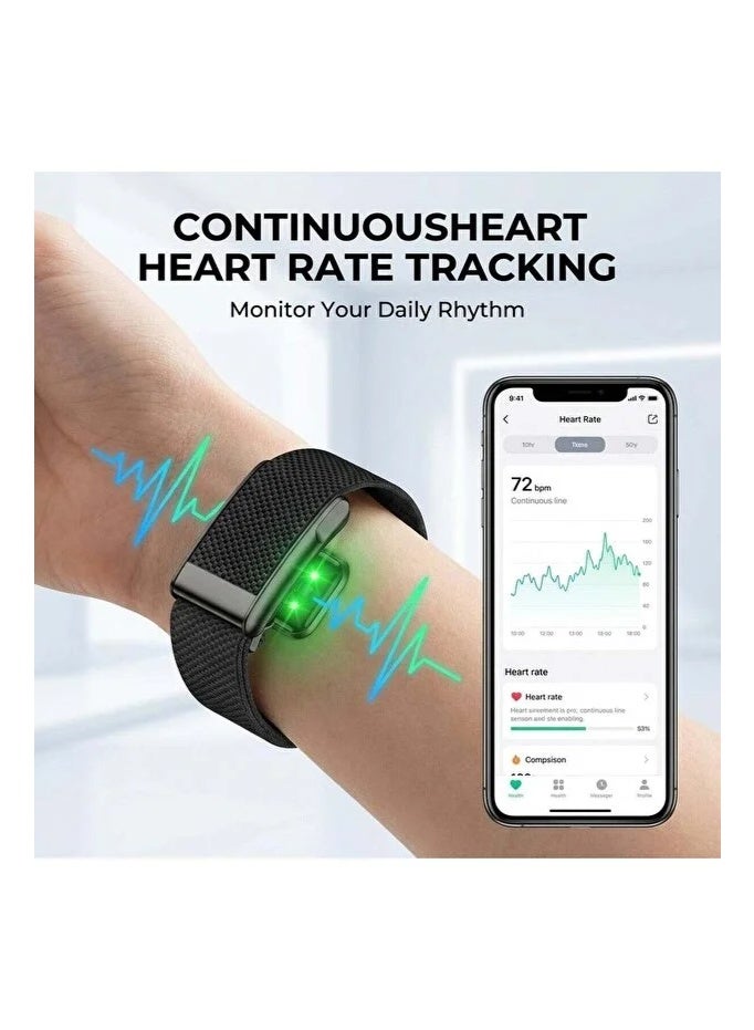 BlueFire Black Screenless Fitness Band – Heart Rate Monitor, Sleep Tracking, Step Counter, Calorie & Distance Tracker | Smart Screenless Fitness Tracker for Men & Women | Multi-Sport Activity Band | IP68 Waterproof Smart Health Wearable Device, App Control & Long Battery - Image 4