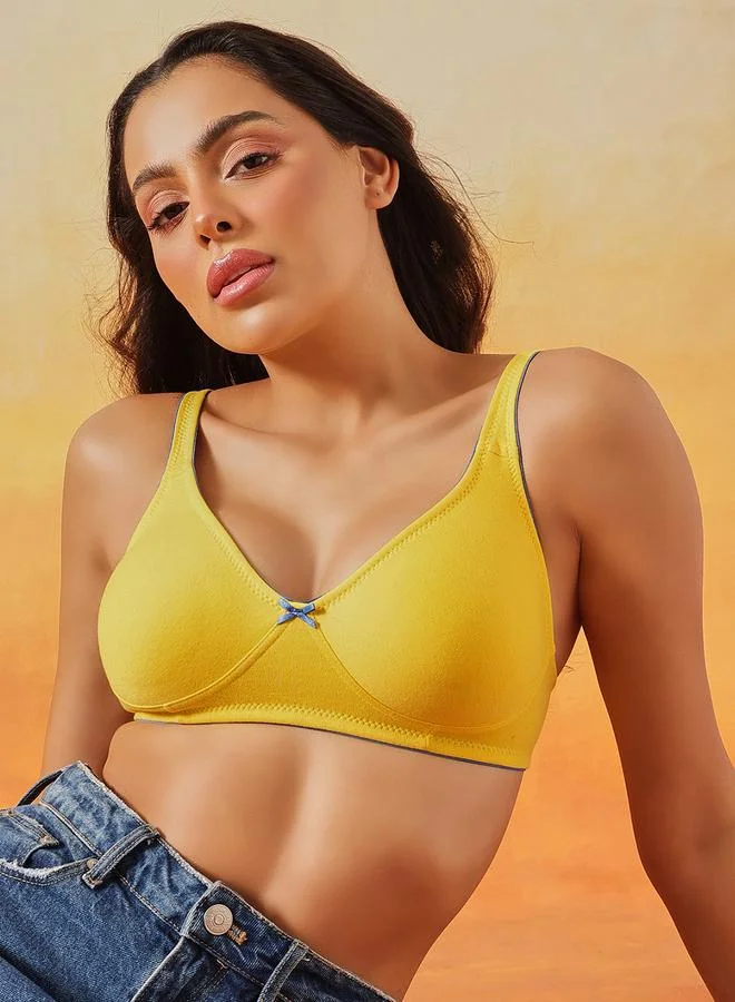 Clovia  Yellow Non-Wired Non-Padded Everyday Demi Cups Bra for Women | Best Price UAE