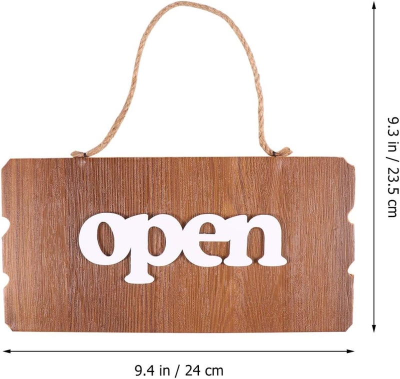 klarako Open Closed Wood Sign Double Sided Rustic Business Signs Hanging Door Sign Plaque for Store Restaurant Bar - Image 3